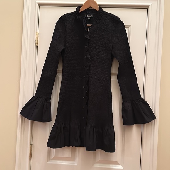 J.Crew Smocked button-up mini dress SzSmall Black - Picture 9 of 11